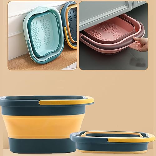 Miniatura 5 de Cubo de limpieza plegable de 15 litros para camping, lavado, coche, picnic, baño de pies, cubo de plástico para limpiar el cubo de trapeador, cubo