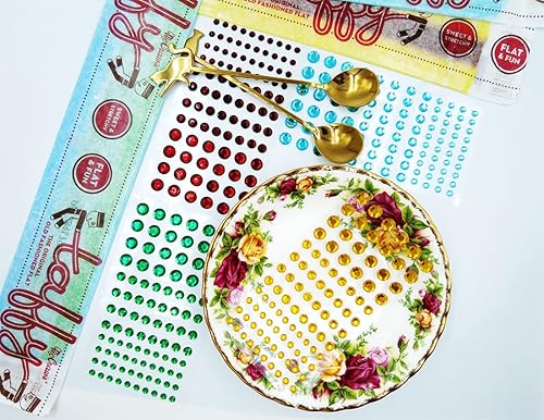 Miniatura 8 de Cabujones acrílicos autoadhesivos de zafiro azul claro, 3 tamaños, 0.157, 0.315, 0.315 pulgadas, 0.315 pulgadas, gemas faciales de plástico para