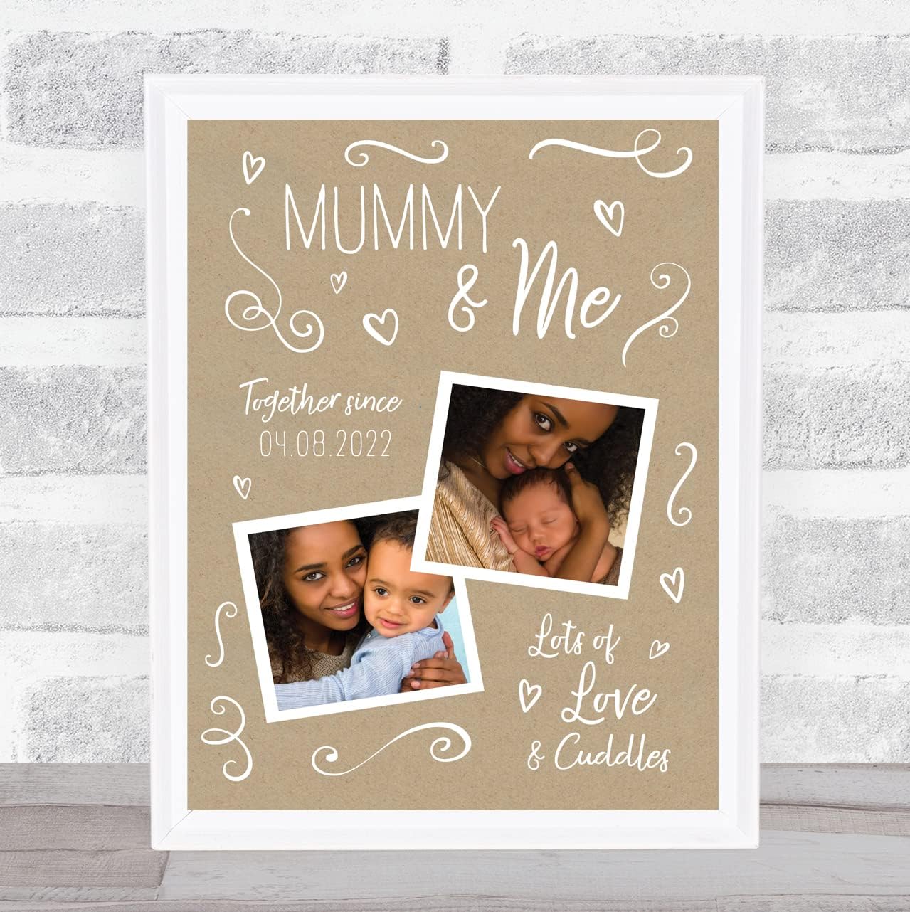 Mummy and Me Baby Photo Doodles Mother's Day Kraft Birthday Gift Nursery Print