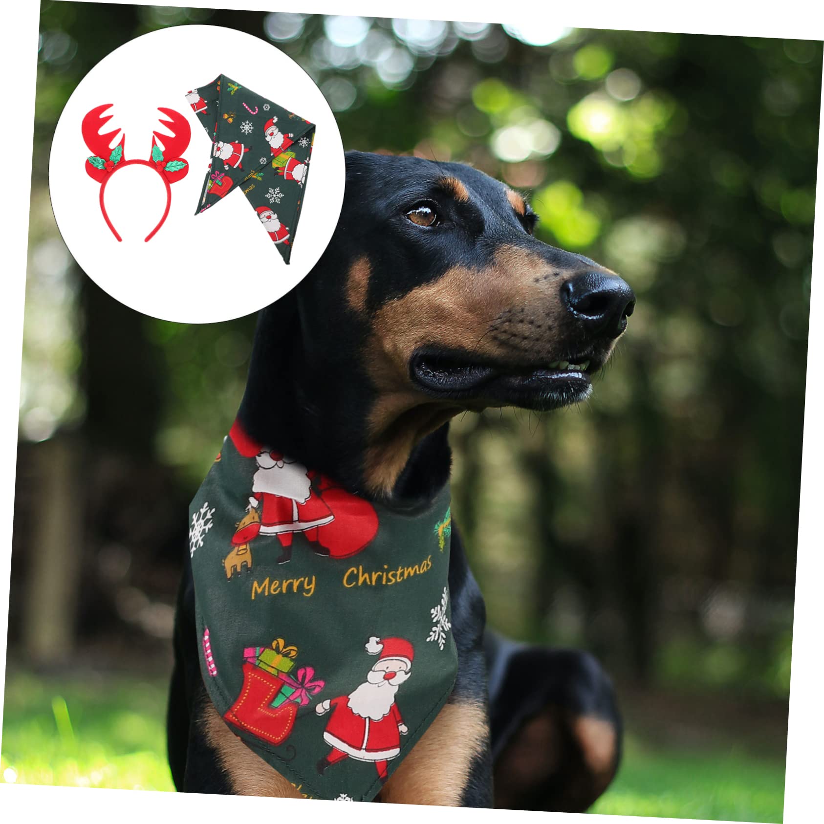 Mipcase 3sets Bandane per Cani e Accessori Natalizi per Animali Domestici Costume per Natale con Cerchietto da Renna e Lavabile e Morbido Adatto Cani e Gatti