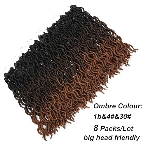 Miniatura 10 de Eliza Rastas gitanas onduladas de 18 pulgadas, cabello de ganchillo suave, 6 paquetes de trenzas sintéticas de diosa, raíces africanas, extensiones