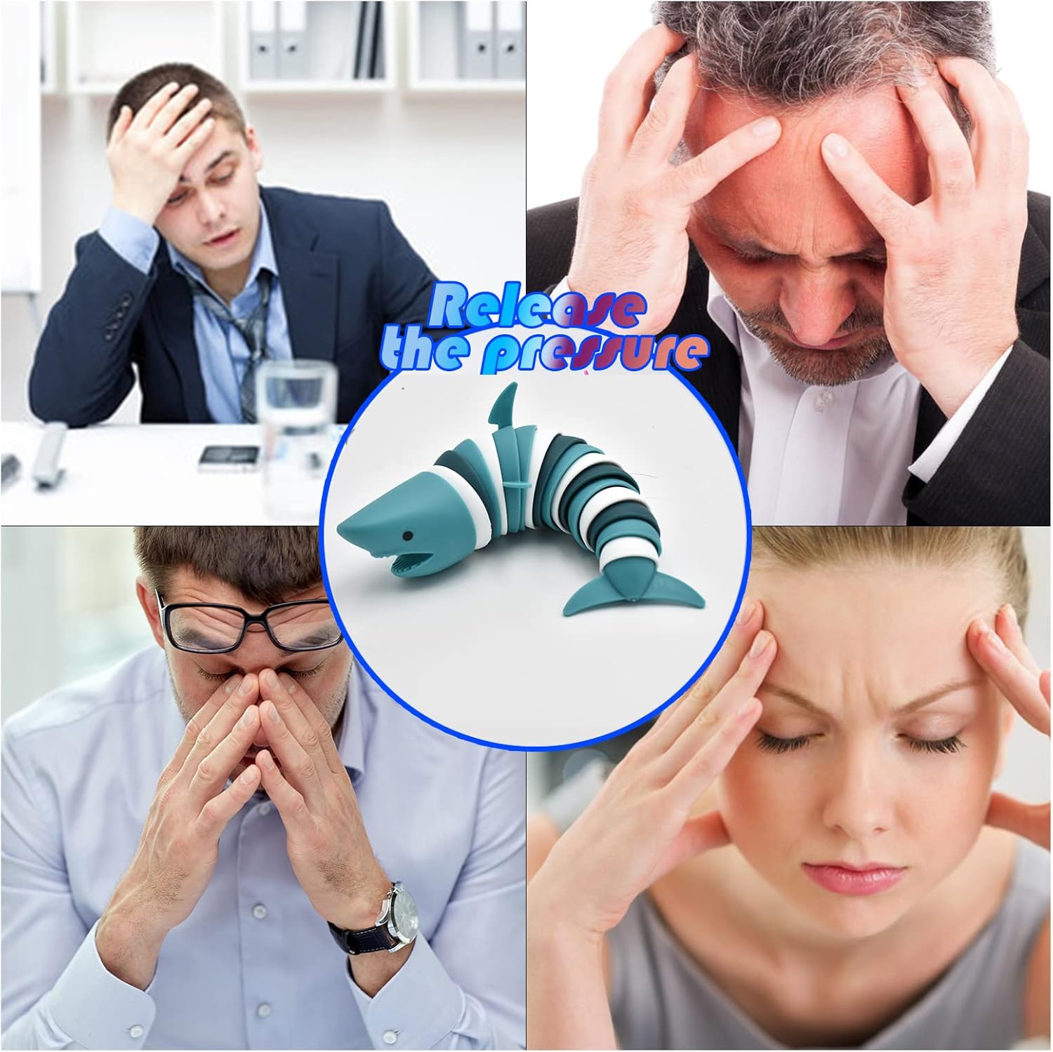 Fidget Slug, 3D Articulated Stretch Shark Stress Reliever, Sensory Stress Relief for Adults and Kids, Pressure Relieving and Anti-Anxiety Office Desk Toy (Multi-Color) - Image 5