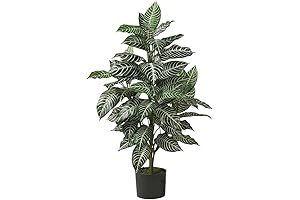 Nearly Natural Zebra Silk Plant, Green, 3 ft.