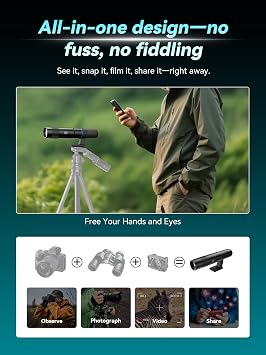 APEXEL 45X High-Power Optical Telephoto Lens for Smartphone, Smart Digital Wireless Phone Camera Lens with APP Control,Portable Telescope for Bird Watching, Wildlife, Travel, Sports
