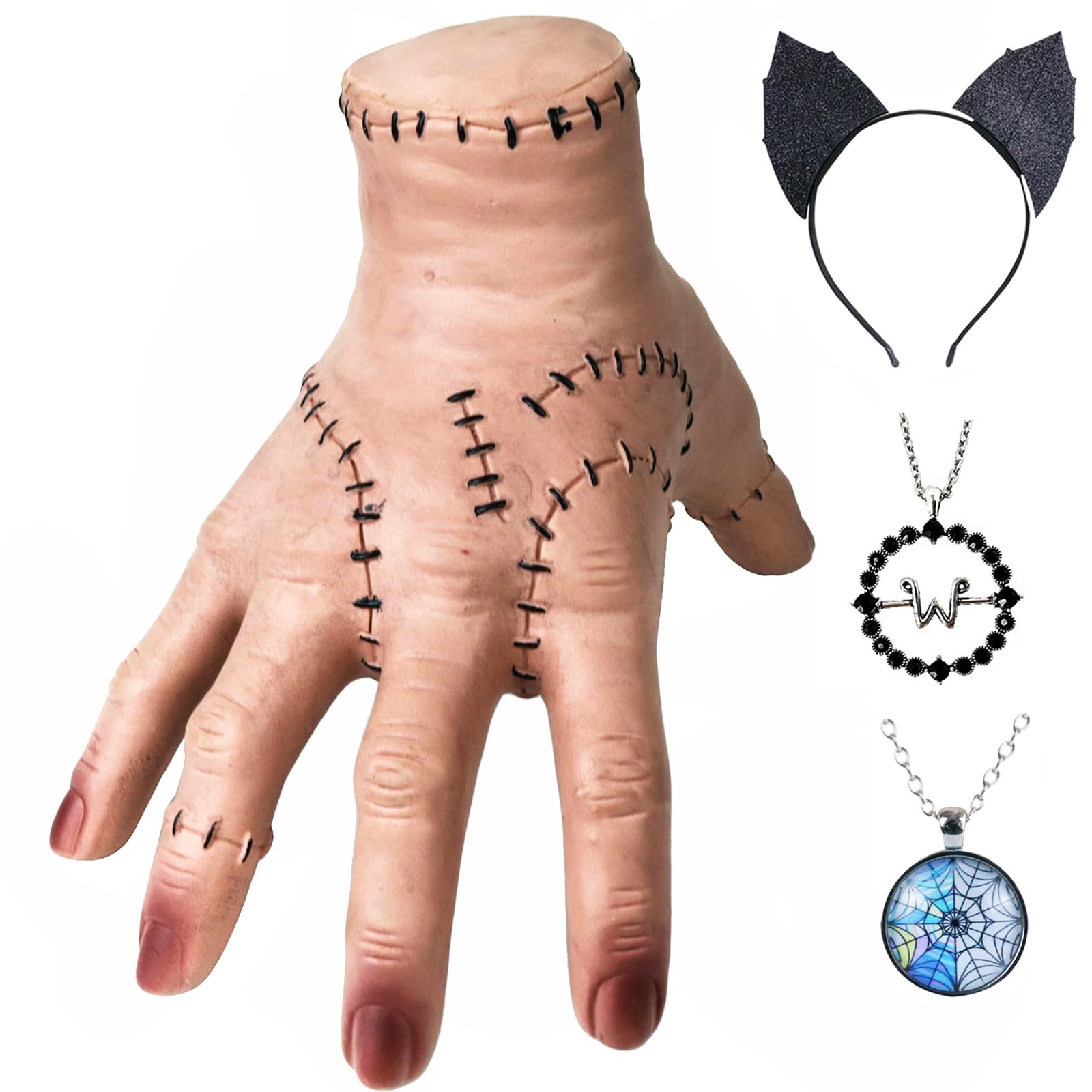 GiftExpress Creepy Latex Thing Hand Prop – Realistic Severed Hand Decoration for Halloween, Gothic Cosplay, Wednesday Inspired Horror Home Décor