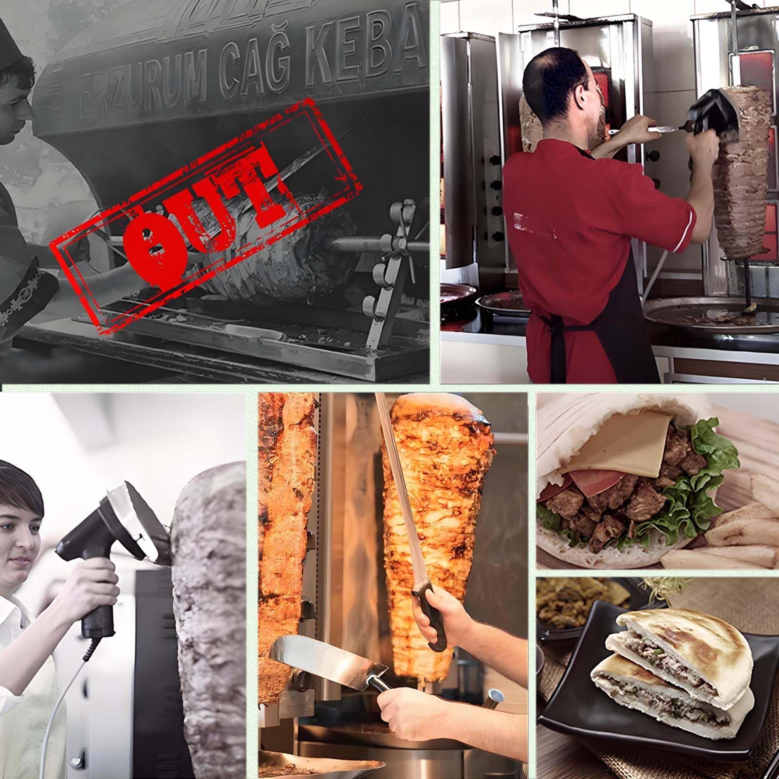 Four à Dinde Rotatif Vertical Et Gril à Shawarma - 3000 W, Chauffage éLectrique Professionnel Uniforme De 50 à 300 °C, Rotation Automatique, Hauteur RéGlable, Acier Inoxydable, pour Gyros