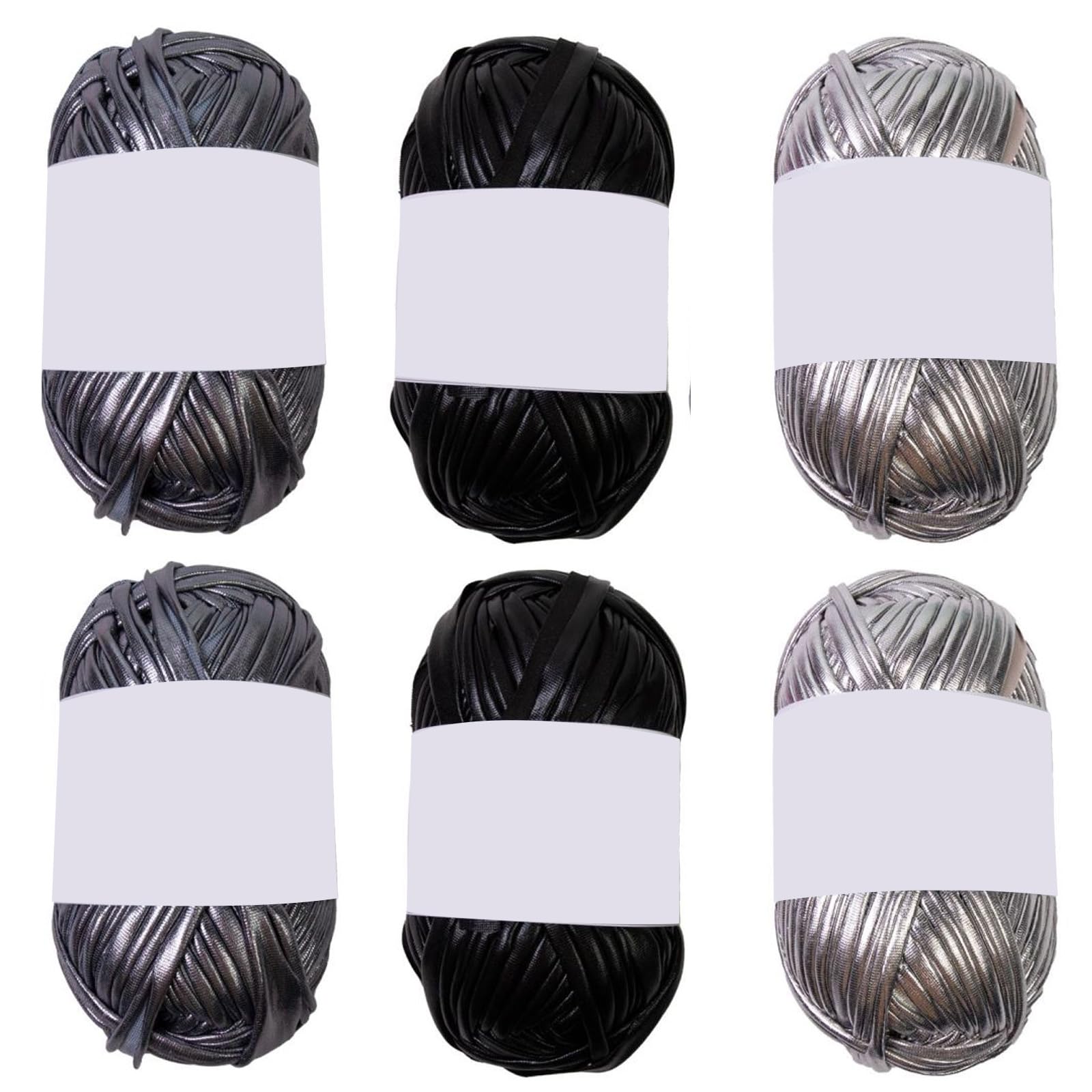 Tsophreniq Black Gray Silver 6 Pieces T-Shirt Yarn Crochet Yarn Ribbon Polyester For Crocheting Bag Craft Project