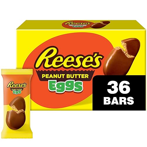 REESE'S - Dulces de mantequilla de maní con chocolate con leche en forma de huevo, paquetes de 1.2 onzas (36 unidades)