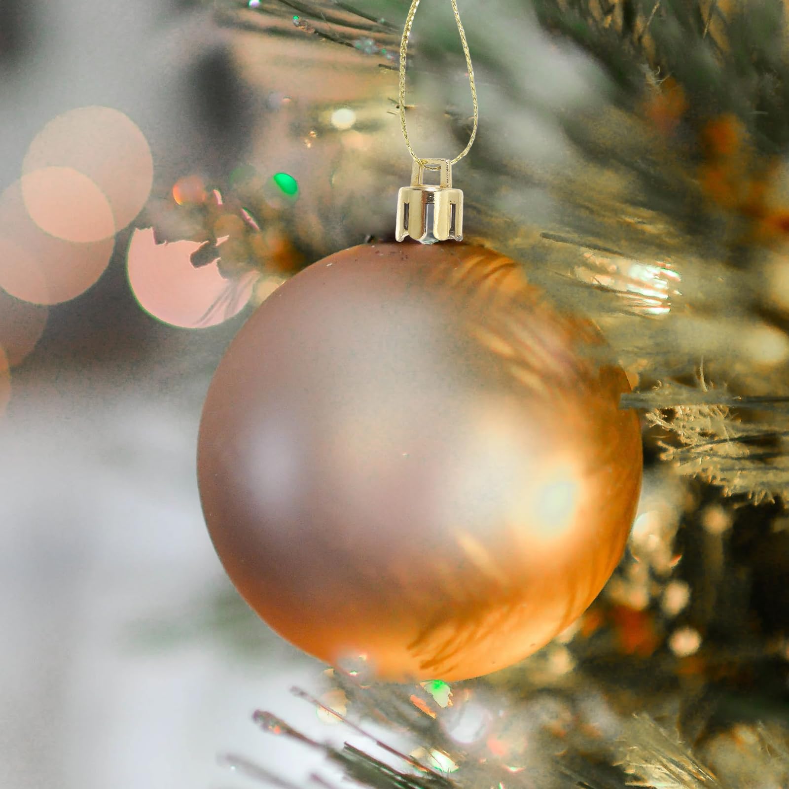 LOGOFUN 2000PCS Christmas Ornament Cap Replacements Round Ornament Caps Plastic Xmas Hanger Cup Cap with Rope for DIY Craft Home Dcor - Gold 1CM