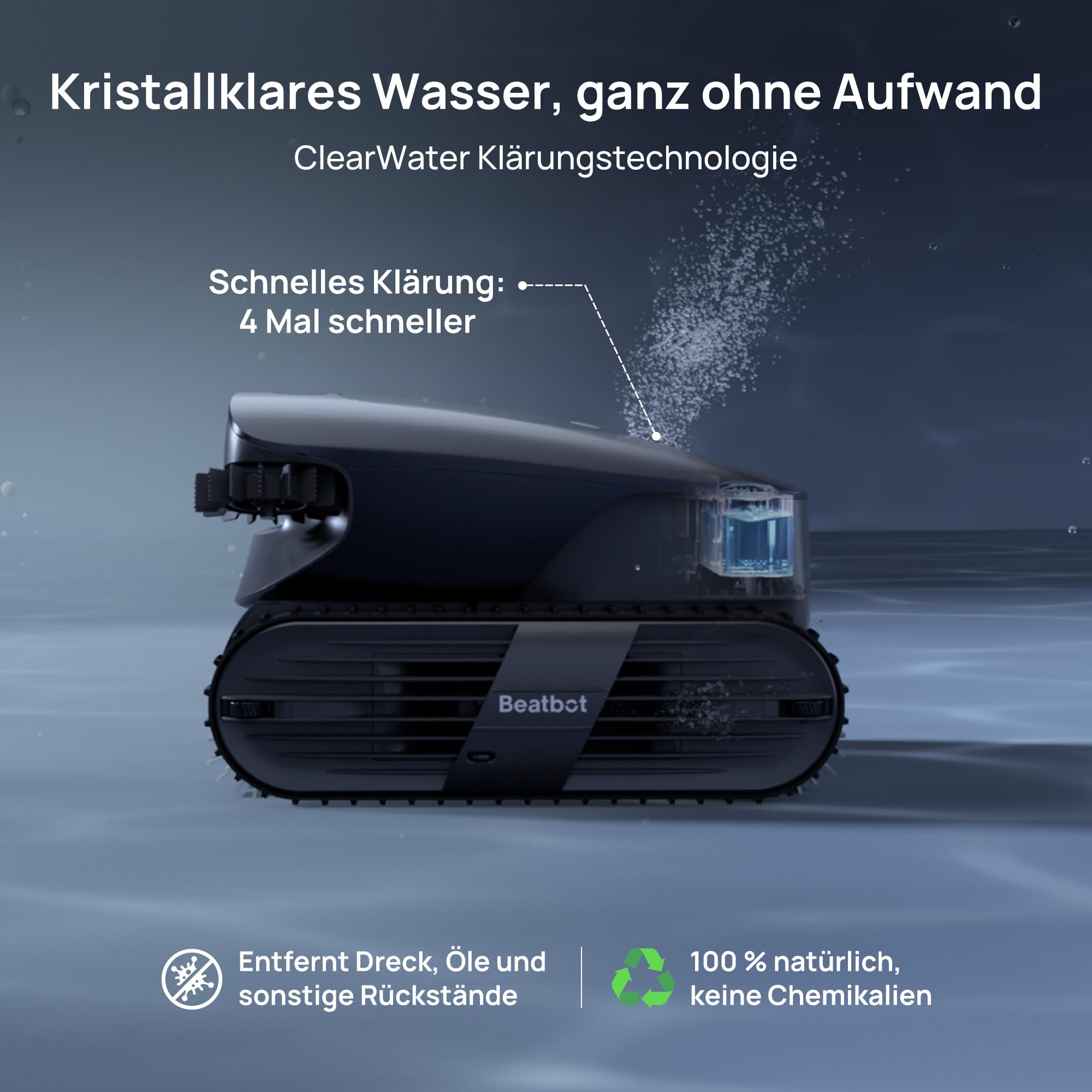 Beatbot Aquasense 2 Ultra Poolroboter, KI Mapping, 5in1 Komplettreinigung, KI-Schmutzerkennung, Poolsauger Akku für Oberfläche Boden und Wand, Poolreinigung bis zu 300m²
