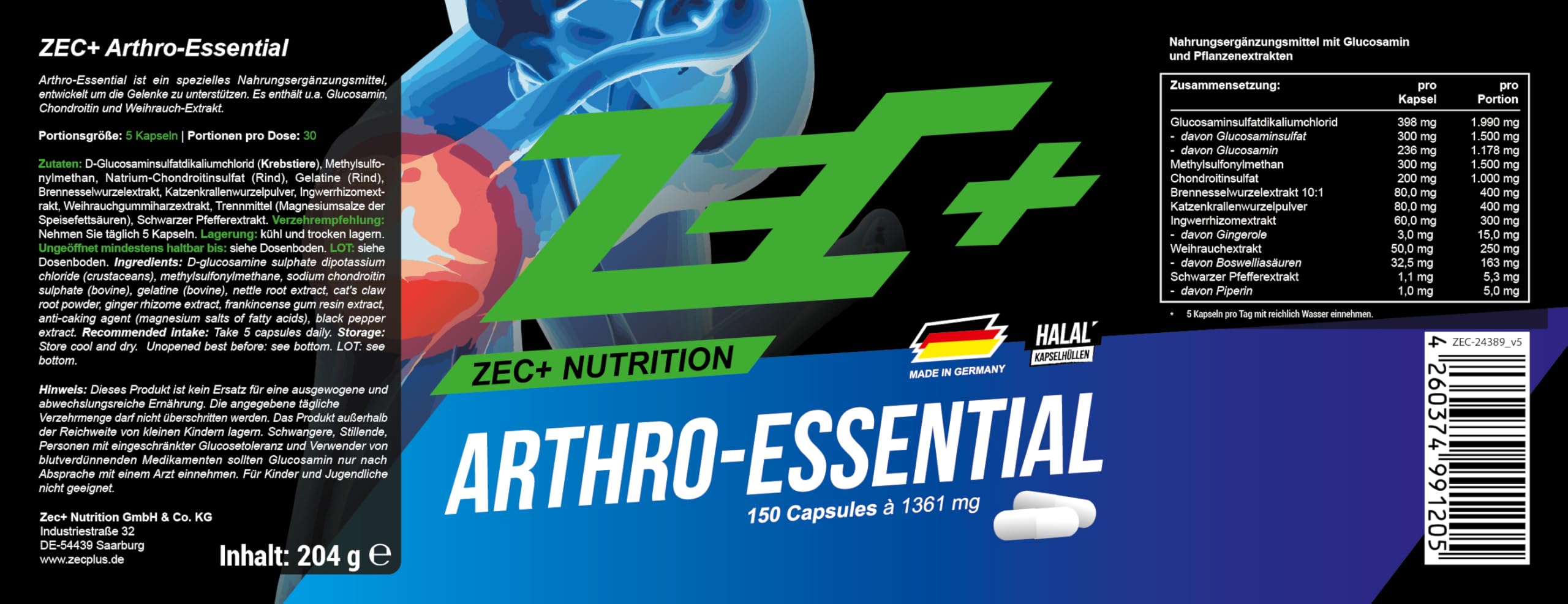 Zec+ Unflavoured Arthro Essential, 150 Stück