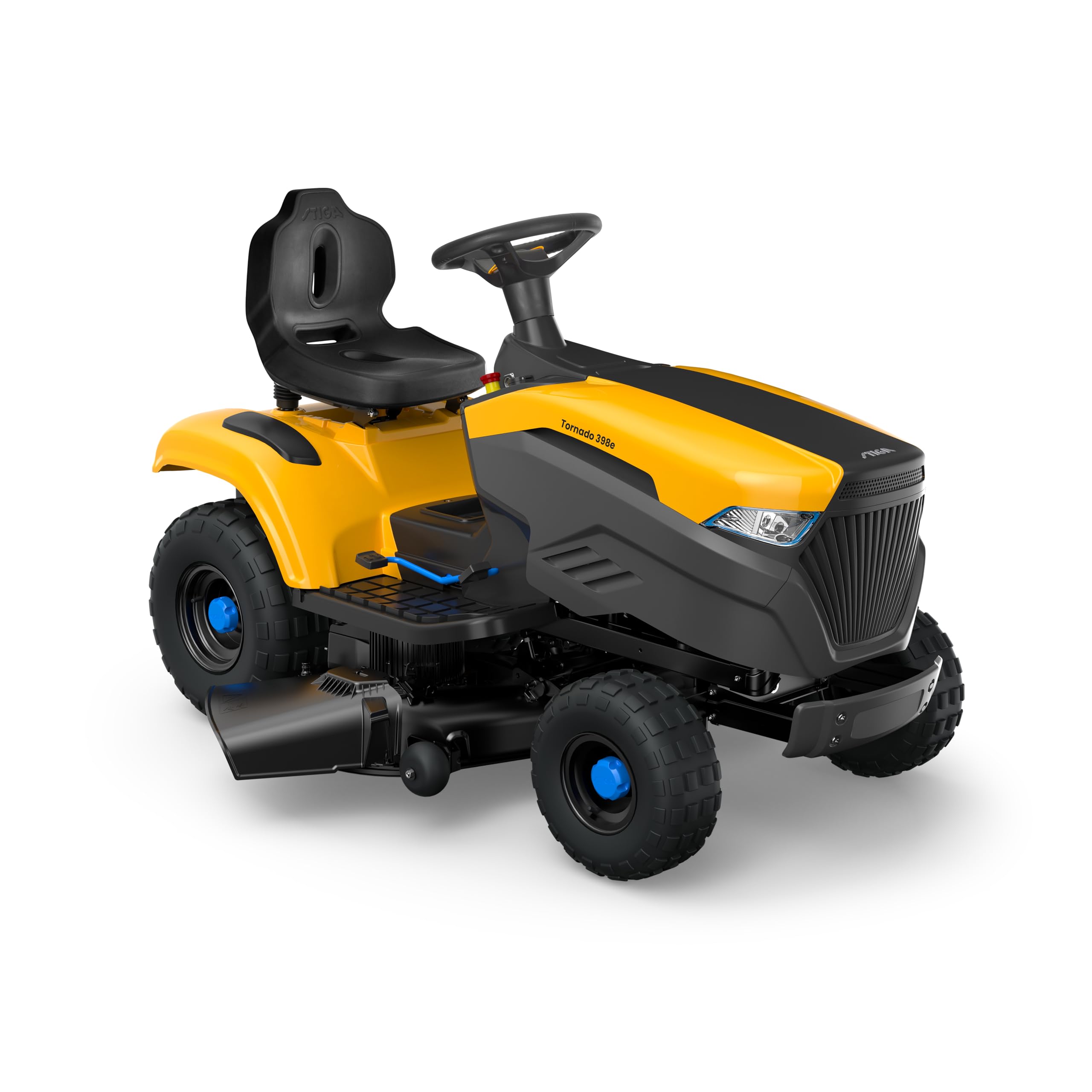 STIGA Tornado 398e Rasentraktor 98 cm – Akku Rasenmäher mit Mulchfunktion, 48V 30Ah ePower Batterie – Rasenmähertraktor mit Seitenauswurf, digitalem Armaturenbrett & Anhängerkupplung