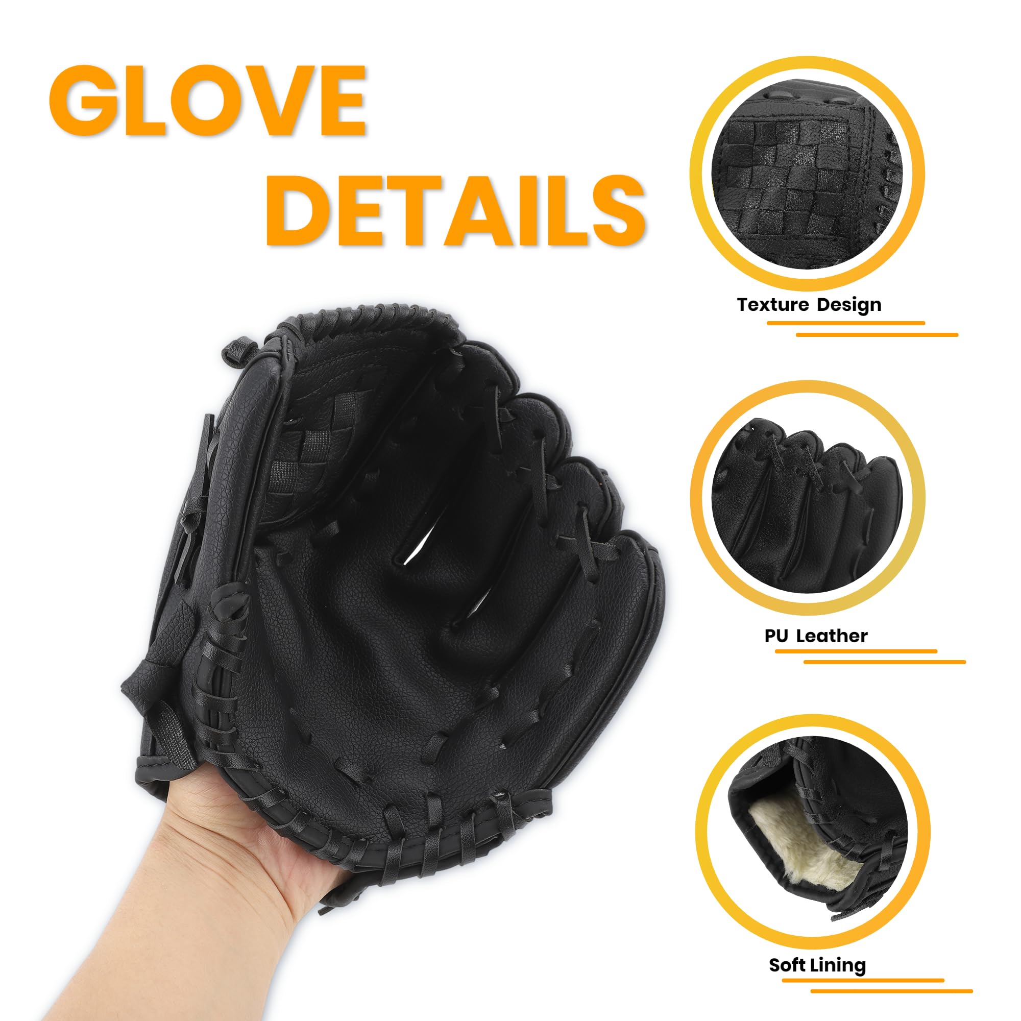 Guanto da baseball ergonomico in pelle PU Guanti da baseball Morbidezza Professionale Fielding Guanto Softball Guanti per Giovani Adulti