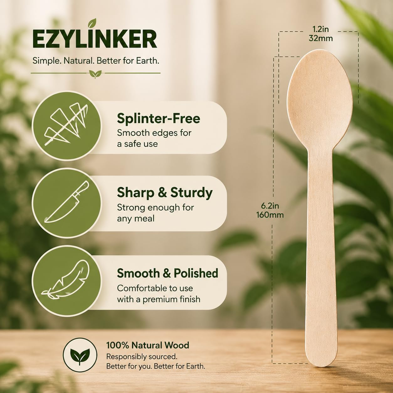 150Pack Compostable Spoons - Alternative to Plastic Spoon & Bamboo Spoons, Eco Friendly, Biodegradable, Compostable Tableware Set - 100% Disposable Flatware for Lounge Party Wedding BBQ Picnic Camping