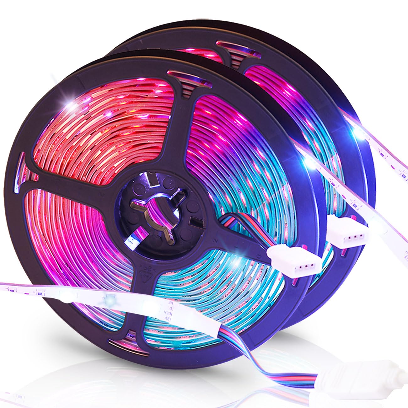LED Streifen, WLAN, RGB, 10m, 300 LEDs, 16 Mio Farben, Fernbedienung, App-, Sprach- u. Musik-Steuerung, komp. zu Google, Siri, Alexa, Tuya