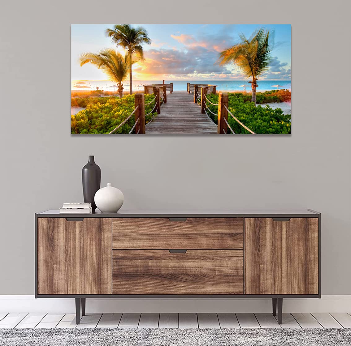 Amazon.co.jp: ポスター アートパネル ヤシ 絵画 海 ハワイ 風景画