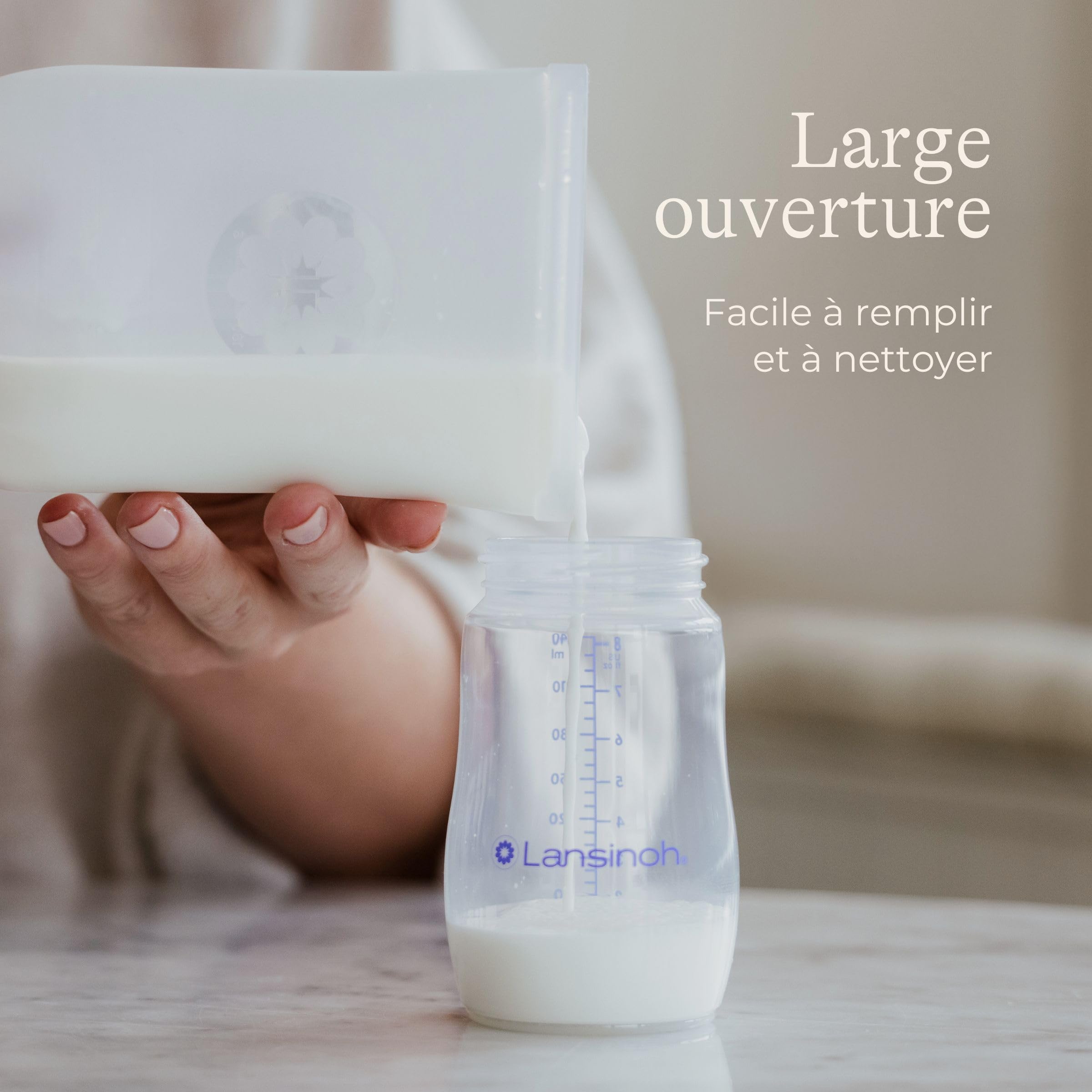 Sachets de Conservation Lait Maternel Lansinoh® en Silicone Réutilisable – Lot de 5 x 240 ml + Marqueur Lavable – Étanches, Résistants, Congélateur & Réfrigérateur – Silicone Alimentaire Platinium