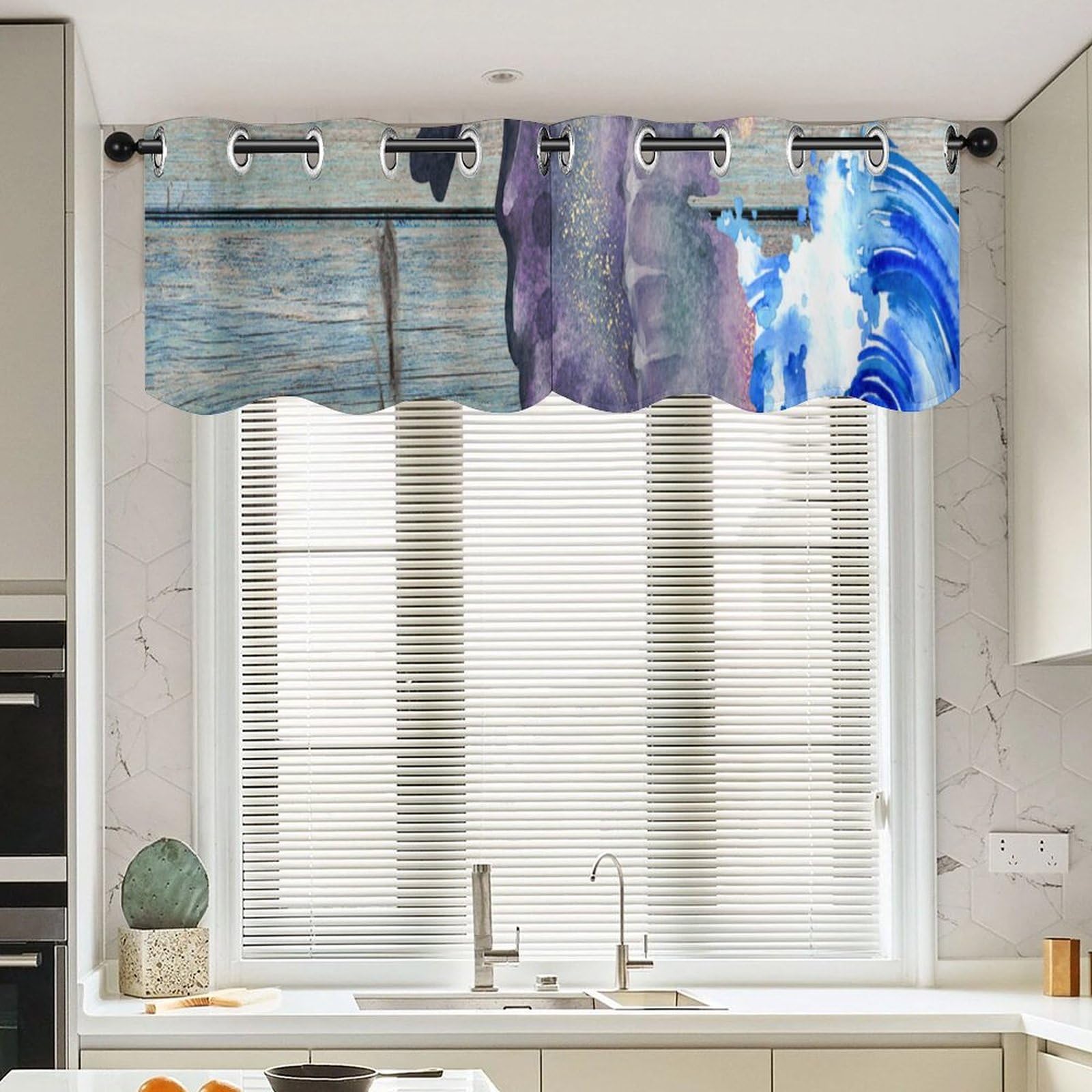 Rideaux cantonnières anti-regards motif vintage pour petites fenêtres