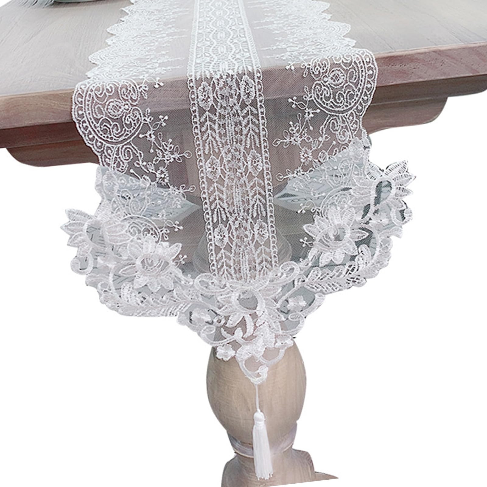 Buxuaaaa Stylish Nordics Lace Trim Tablecloth Portable Easy Maintenance Polyester Suitable for Daily Use Table Linen Decoration