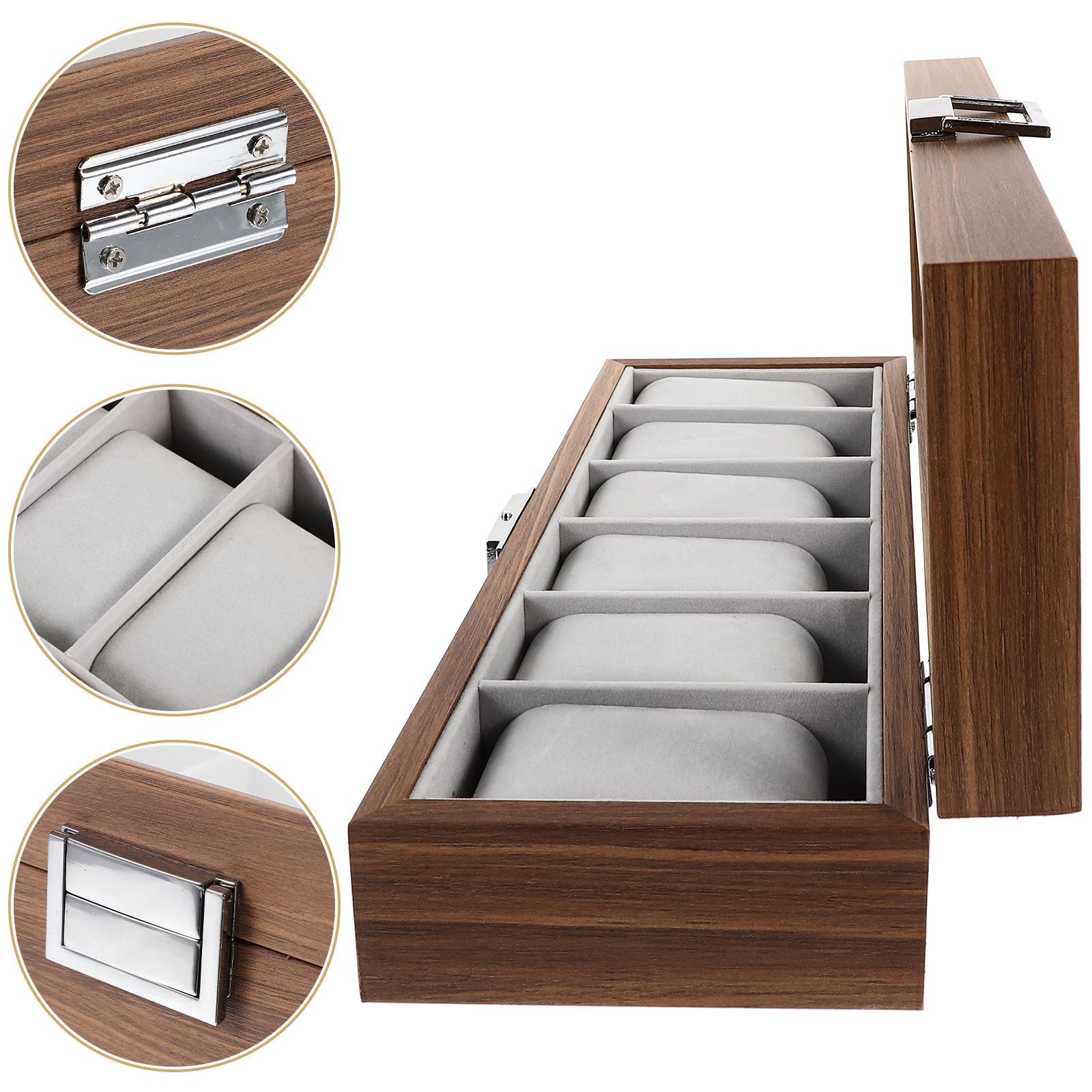 SOLUSTRE Organizador de Relojes 6 Ranuras, Madera, Caja Delicada