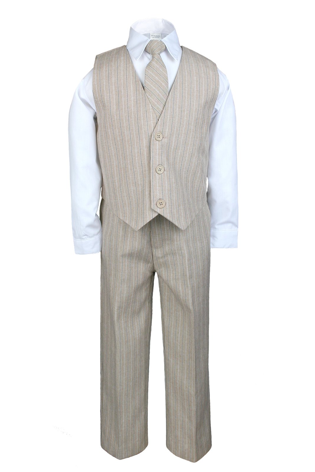 Unotux Baby Toddler Boy Recital Formal Wedding Party Tuxedo Suit Taupe Vest Set Sm-20 (Medium (6-12 Months))