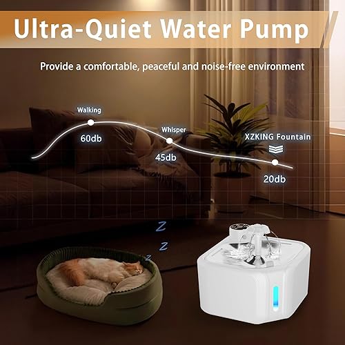 Miniatura 7 de Fuente de agua inalámbrica para gatos con 4 filtros de repuesto, fuente de agua inalámbrica para mascotas de 95 onzas  2.8 L para gatos en el