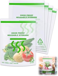 Smell Proof Food Bags - 12 x 16 Inch Smell Proof Freezer Bags for Camping and Food Storage - Reusable Odor Proof Bags Large Stand Up Double Zip and Odor Control(5 Pack)