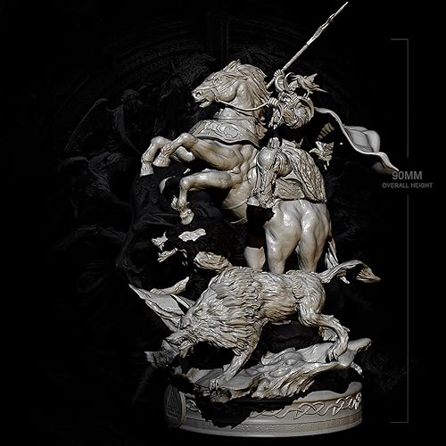 Miniatura 2 de Splindg 118 3.543in Antiguo Caballo Guerra Dios Resina Soldado Modelo Sin Pintar Sin Ensamblar Modelo KitV19584