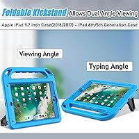Vista 3 de LTROP Funda para niños para iPad de 6ª/5ª generación (2018/2017), iPad de 9.7 pulgadas, funda para iPad Air 2 para niños, protector de pantalla Azul