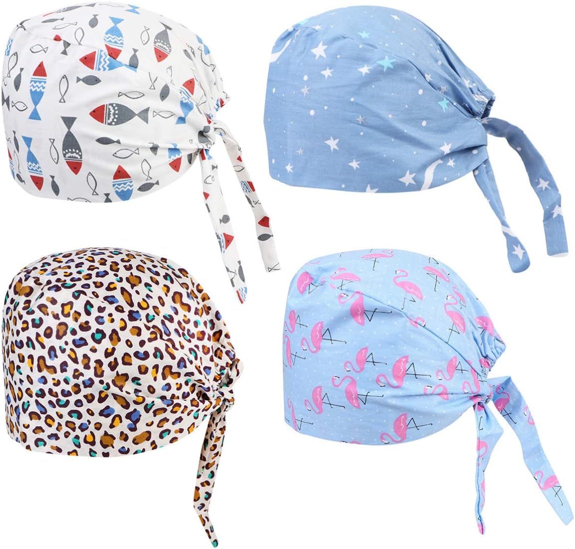 HEALLILY Dust Hat for Nurses and Doctors Breathable Adjustable Medical Cap with Printing Design for Hair Loss and Cleaning Tasks