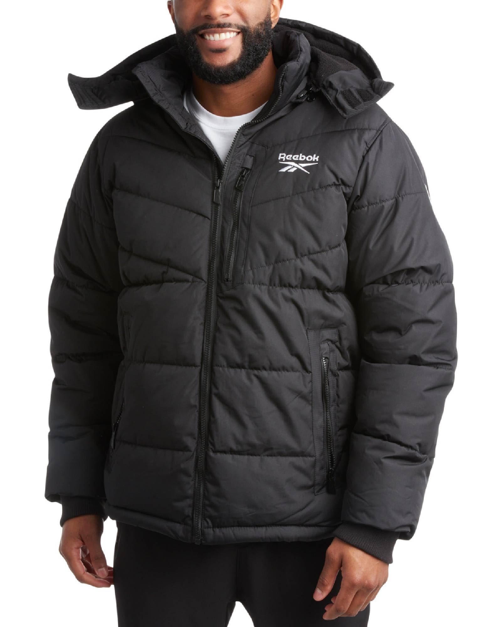 Reebok Mens Winter Jacket - Thick Heavyweight Ski Winter Coat - Warm Insulated Quilted Hooded Puffer Coat for