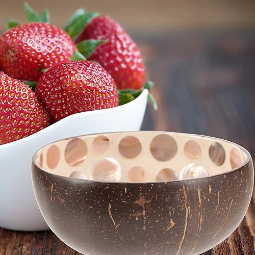 Miniatura 4 de BESTOYARD Cuenco de cáscara de coco, decoración de helado, contenedor de pasta, decoración hawaiana, cuenco de mezcla de frutas, cuenco de cóctel,