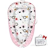 Baby Lounger - Baby Lounger for Newborn 0-24 Months, Breathable Pure Cotton Baby Nest Lounger Cover, Baby Registry Newborn Essentials Gifts, Portable Floor Tummy Time Lounger for Home & Travel Pink Elephant