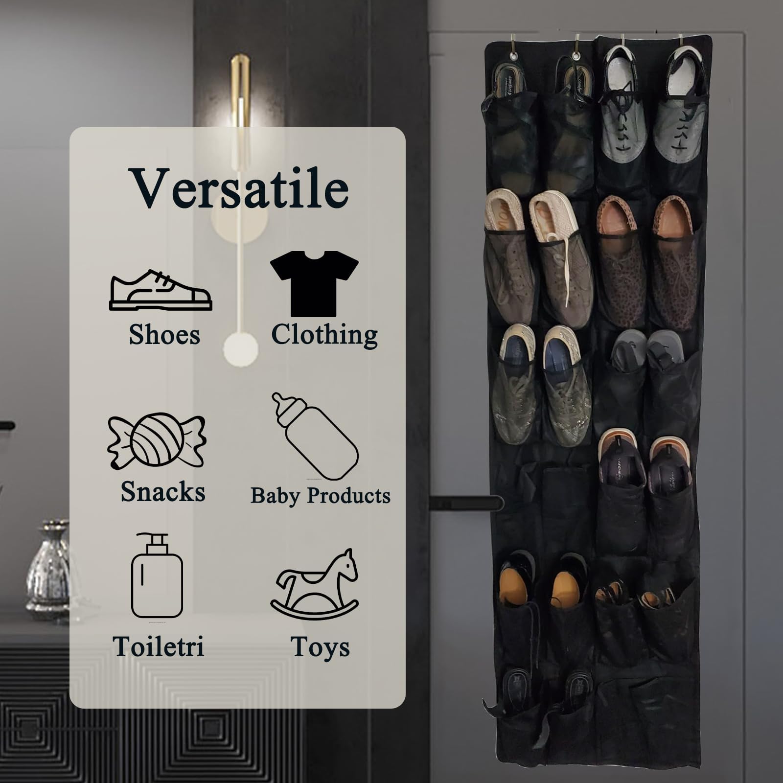 Above Door Organizer for Shoes Hanging Shoe Rack with 2 Hooks, Shoe Storage Hanging, Space Saving - Image 3