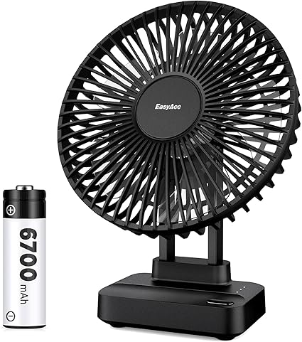 Amazon Co Jp 21 Easyacc 卓上扇風機 充電式 超強風 Usb扇風機 6700mah大容量 最大時間23h バッテリーインジケーター機能 超静音 Pse済み 3段階調節 Usbファン シンプル デスクファン せんぷうき レトロ 頑丈 図書館 洗面所 トイレ 旅行 ブラック パソコン 周辺機器