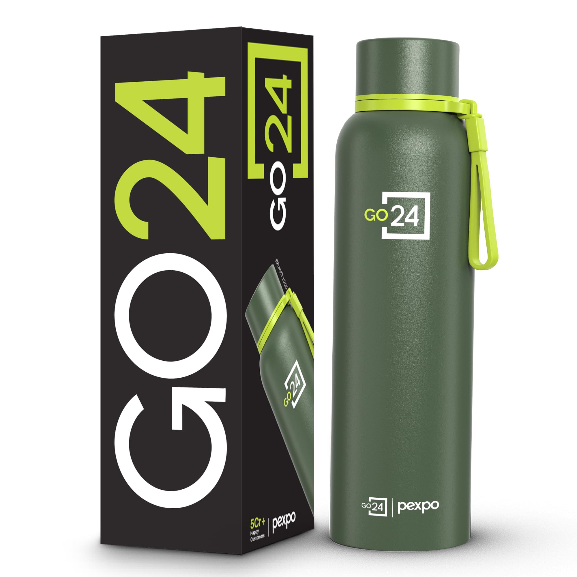 Pexpo Bravo 1000 Hot & Cold ISI Certified Flask- Military Green- Stainless Steel Water Bottle | Office| Gym| Travelling| Home| School| Adults & Kids,1000 ML-image-5