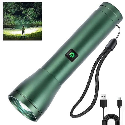 Linternas recargables de alto lúmenes, 900.000 lúmenes LED linterna táctica de mano alimentada con batería con 7 modos de luz, luz lateral COB,