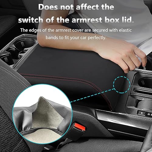 Miniatura 5 de Funda para reposabrazos para Ford F150 2021 2022 2023, protector de consola central, protector de cuero antiarañazos, alfombrilla para reposabrazos,