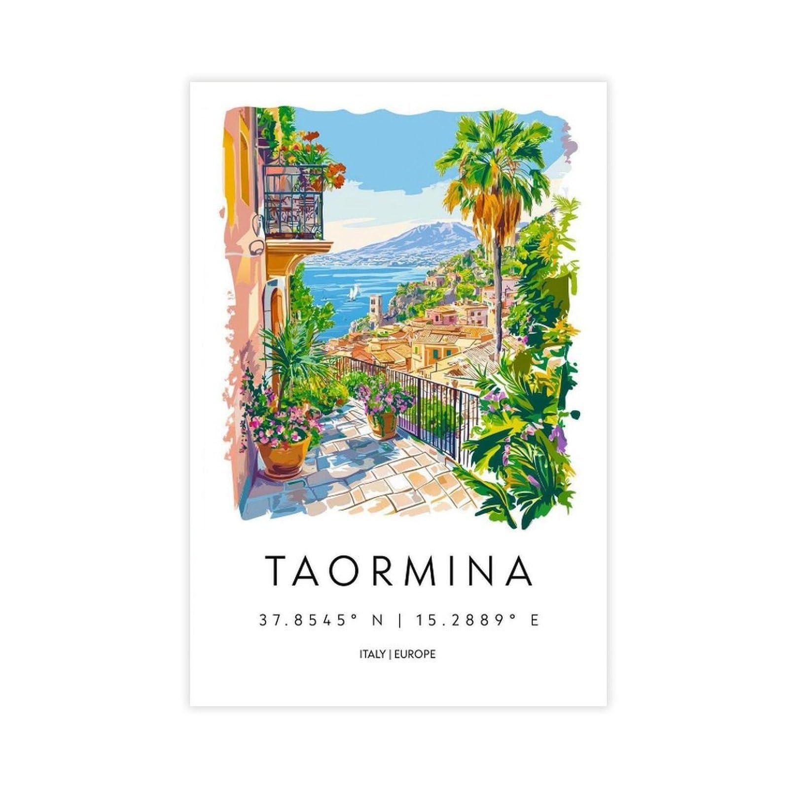Qogdaf Taormina Sicily Travel Canvas Poster Wall Art Decor Print Picture Paintings For Living Room Bedroom Decoration 12X18inch(30X45cm)