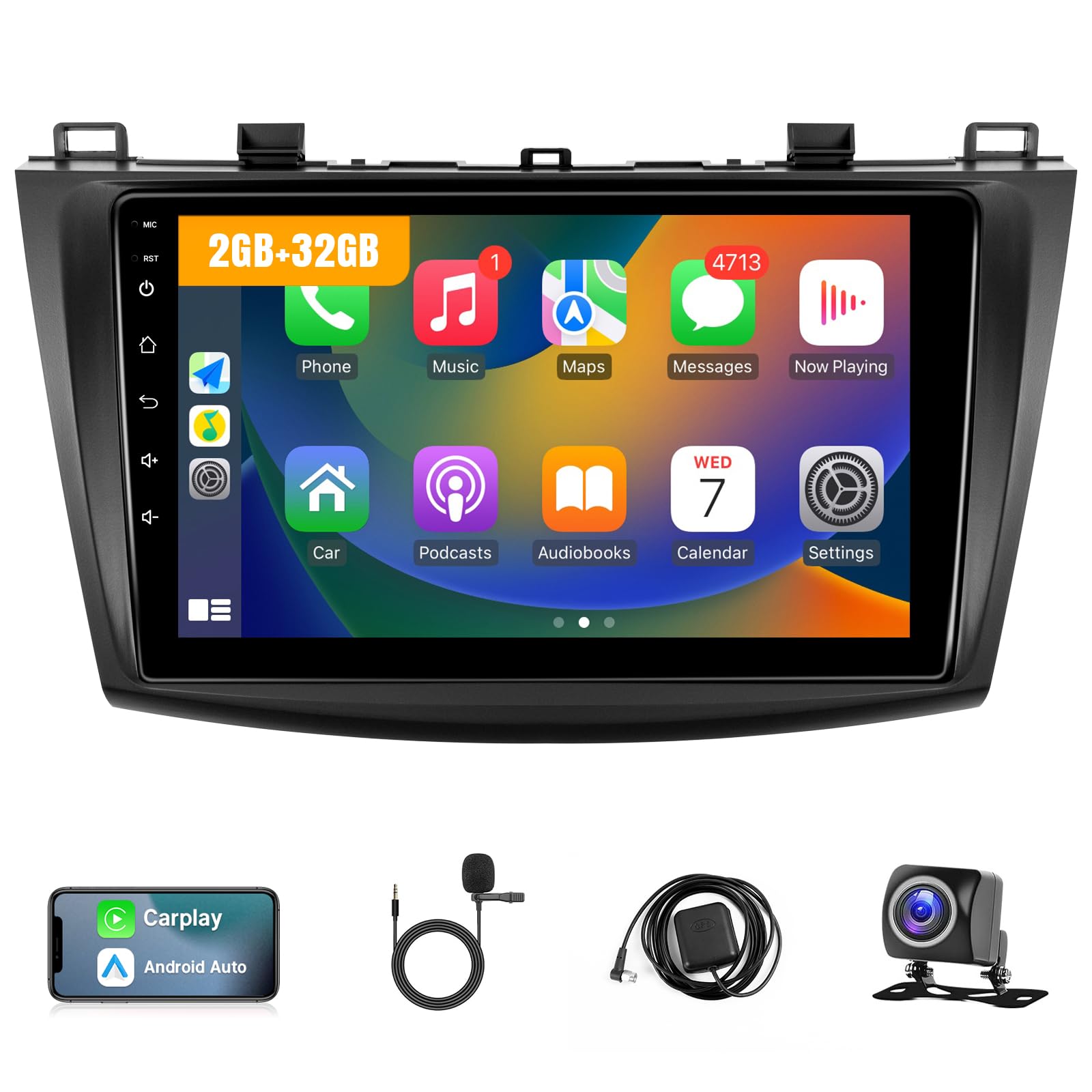 Leadfan Radio Car Screen for Mazda 3 2009 2010 2011 2012 2013, Android 9Inch Touch Screen Car Play Stereo with Carplay Android Auto，Bluetooth/WiFi/GPS/FM/SWC/Backup Camera