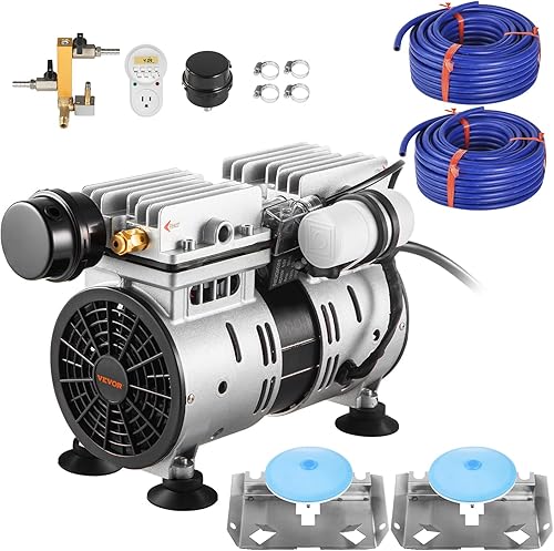 VEVOR Potencia de 550 W 52 CFM para lago de hasta 3 acres de 50 pies kit de aireación de estanque incluye tubos pesados de 34 HP de 100 pies y 2