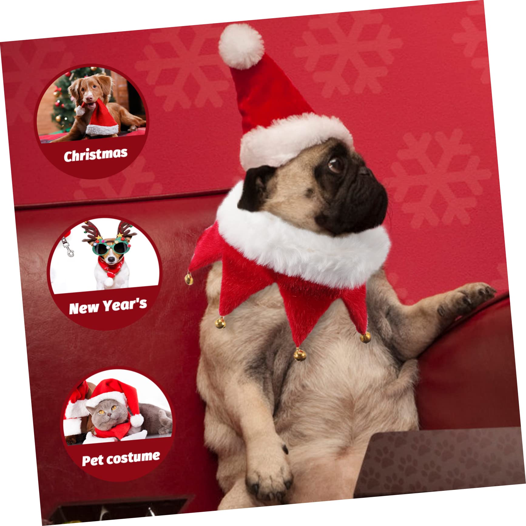 Kisangel Collier de Noël Ajustable avec Clochettes pour Chien et Chat Confortable et Décoratif