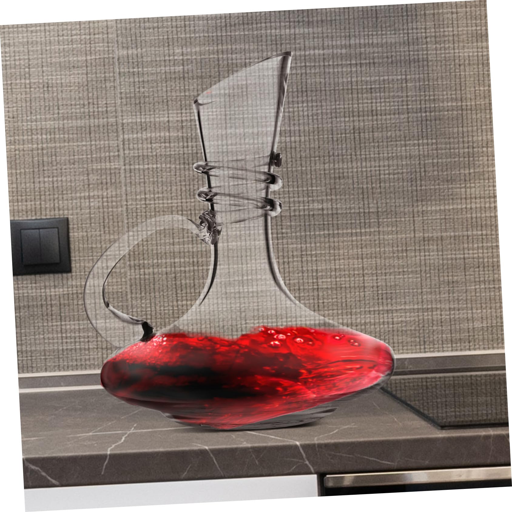 TOPBATHY 1pezzi Decanter per Vino in Vetro Cristallo Manico Design Moderno Elegante Adatto Casa Feste Bar per Vino Rosso Vodka Whisky e Conservazione Lunga