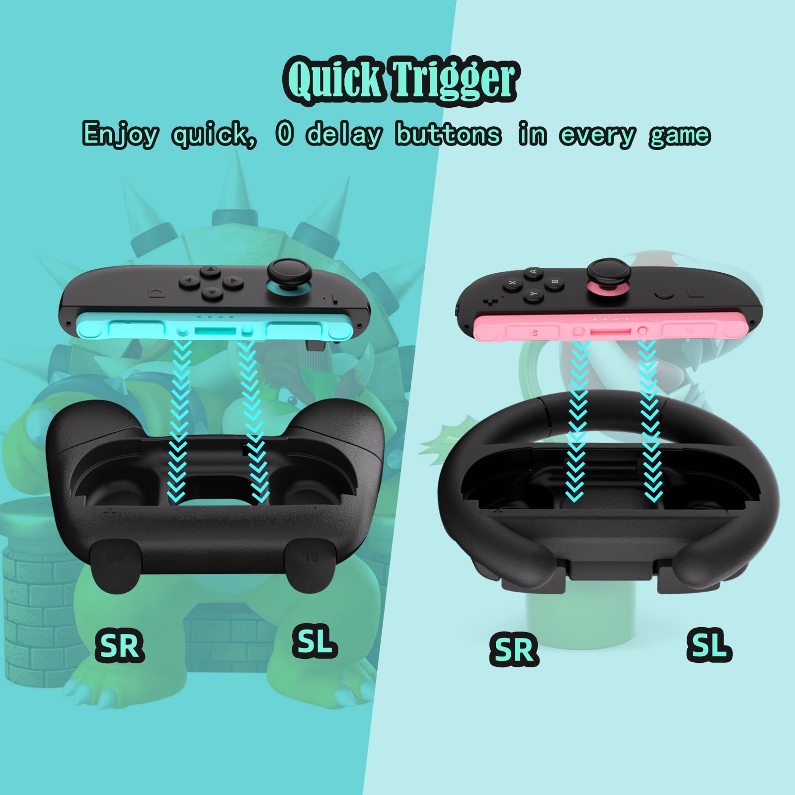 HEYSTOP Lenkräder für Nintendo Switch 2 Joy-Con Grip Rennlenkräder für Mario Kart 8 Deluxe 4-in-1 Lenkradgriff-Hülle