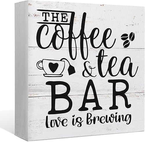 Miniatura 6 de Letrero de madera con texto en inglés Love Coffee, decoración rústica de madera de café para el hogar, cocina, oficina, cafetería, cafetería, bar,