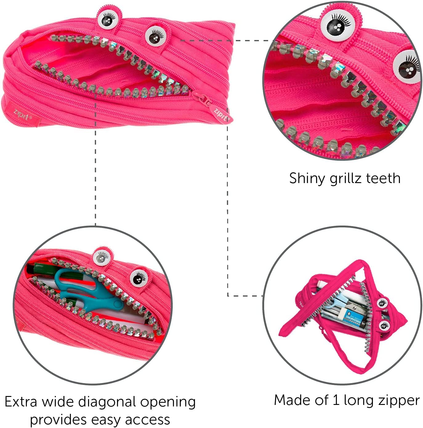 ZIPIT Monster Kalem Kutusu Coin Pouch (Red)