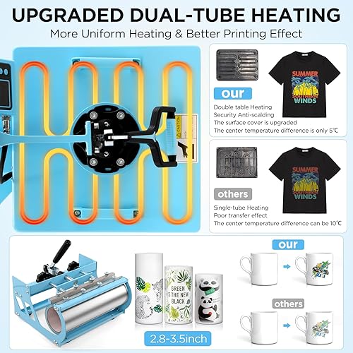 Miniatura 5 de AKEYDIY Prensa de calor 5 en 1 de 15 x 15 pulgadas con prensa de vaso de 30 onzas, máquina de prensa digital de camisas deslizante giratoria de 360,