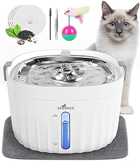 Cat Water Fountain Stainless Steel, 67oz/2L Ultra-Quiet Cat Fountain, Dog Water Dispenser with Intelligent Pump and LED Indicator, Automatic Pet Water Drinking Fountain for Cats and Dogs