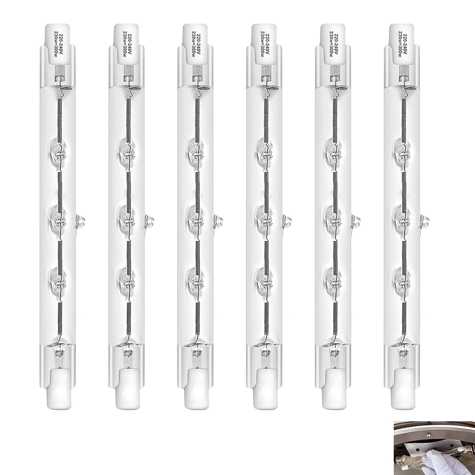6 Pcs R7s Halogen Bulb Dimmable, 118mm 230W J118 Bulb Light Bulbs Linear for Security Lamps, 2700K Warm White, 360° Beam Angle, 2000-Hour Lifespan, High CRI 99Ra, Instant Illumination [Energy Class G]