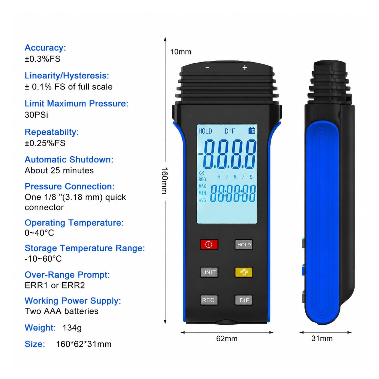 Manometr, Cyfrowy Manometr HVAC Tester 30psi
